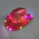 thumbnail image 1 of Sombrero de mezclilla luminoso con lentejuelas occidentales, sombrero de vaquera con ala de lentejuelas iluminada, sombrero de fieltro con tiara LED para mujer, disfraz de Halloween para despedidas, 1 of 4