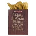 thumbnail image 2 of Gold/Wood Gift Bag & Tissue Paper Set The Lord is My Strength Psalm 28:7, Medium, 2 of 4
