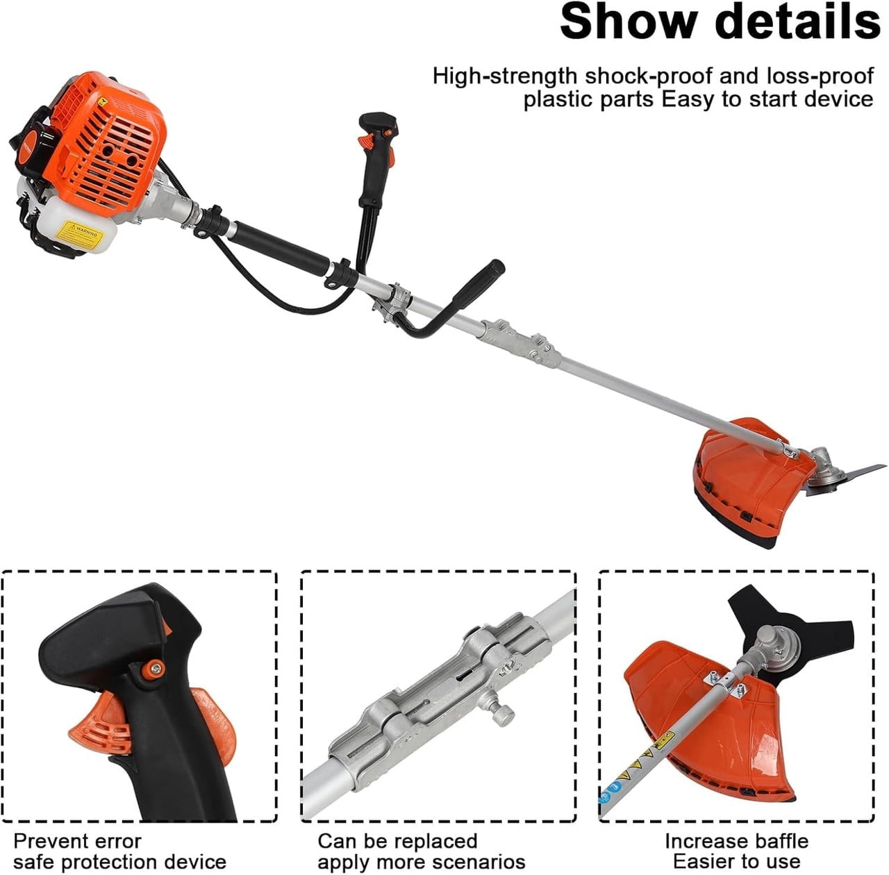 Floseru Gas Weed Wacker Cordless 2 in 1 String Trimmer, 52cc 2 Cycle Weed Eater with Anti-Slip Handle Brush Cutter Garden Tools Edger Lawn Tool