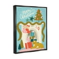 thumbnail image 3 of Stupell Industries Whimsical Fireplace Merry Christmas Graphic Art Jet Black Floating Framed Canvas Print Wall Art, Design by Kristina Hultkrantz, 3 of 6