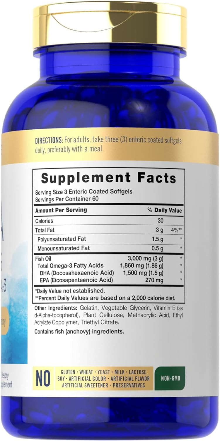 DHA Supplement 1500mg | 180 Softgels | by Carlyle
