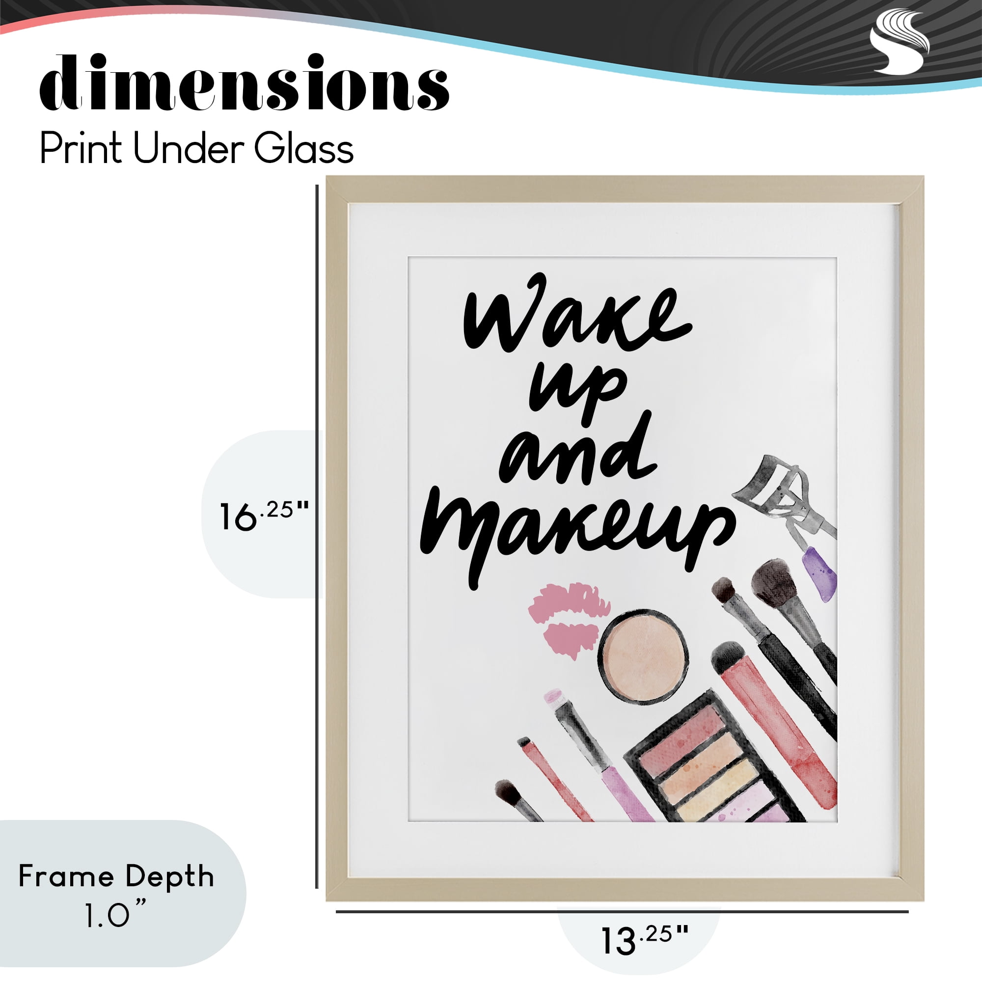 Stupell Industries Wake Up & Makeup Birch Framed Print Under Glass, design by Jesse Keith