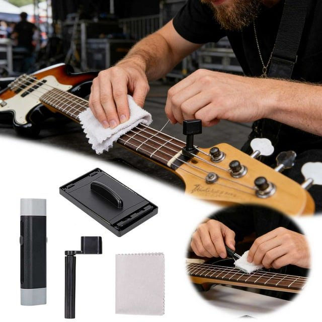 Klonfd & Ukulele String Cleaning With String Spreader Cleaning Cloth Neck Rest & Storage For Acoustic/ Guitars