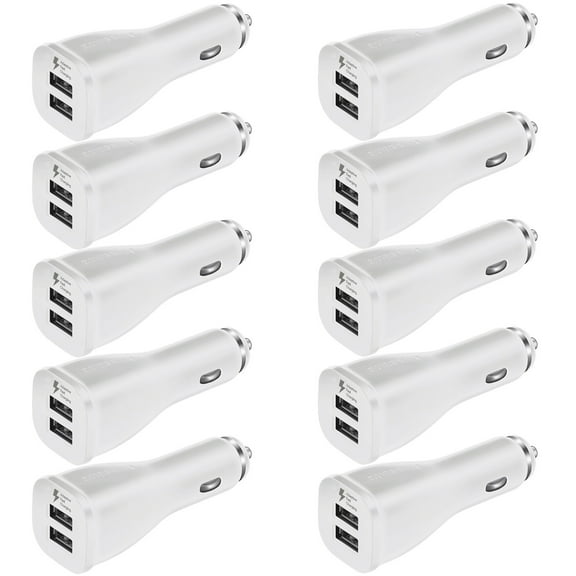 10-Pack Samsung Fast Charging Dual-Port Vehicle Charger for Galaxy S7 S6 Note 5 4 Edge EP-LN915UBESTA For Samsung Galaxy S6 Edge S7 Edge S8 S8  S9 S9  Note 8 9 - White