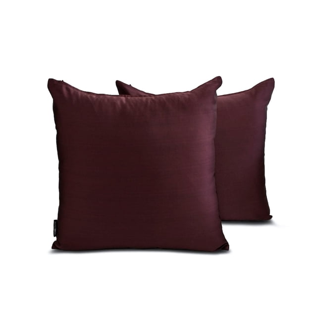 Fundas de almohada decorativas HomeCentric en color vino y morado (paquete de 2), 30 x 30 cm (12 x 12 pulgadas), de satén liso para sofá, estilo moderno liso - Satén flameado color vino