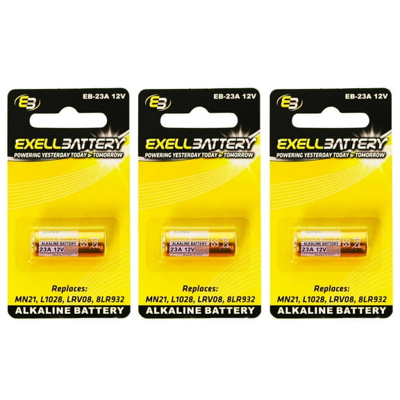 3x Alkaline 12V Battery Compatible with A21 A23 BAT012 E23A EL12 GP23A K23A