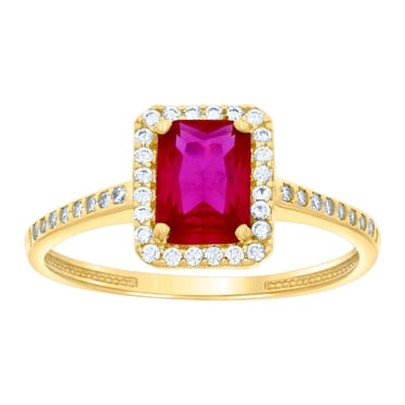 14k Yellow Gold Womens Pink White Emerald Round Cubic Zirconia Fashion Ring 9x9mm Wide Ring for Women