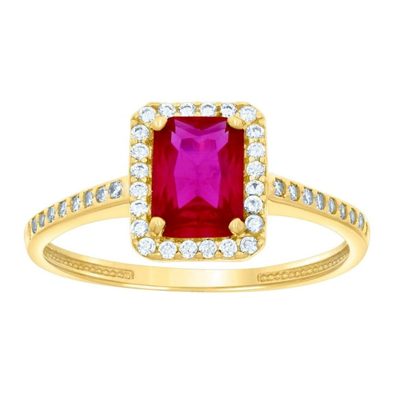 10k Yellow Gold Womens Pink White Emerald-cut Round Cubic Zirconia Fashion Ring 8.9x8.9mm Wide Ring for Women