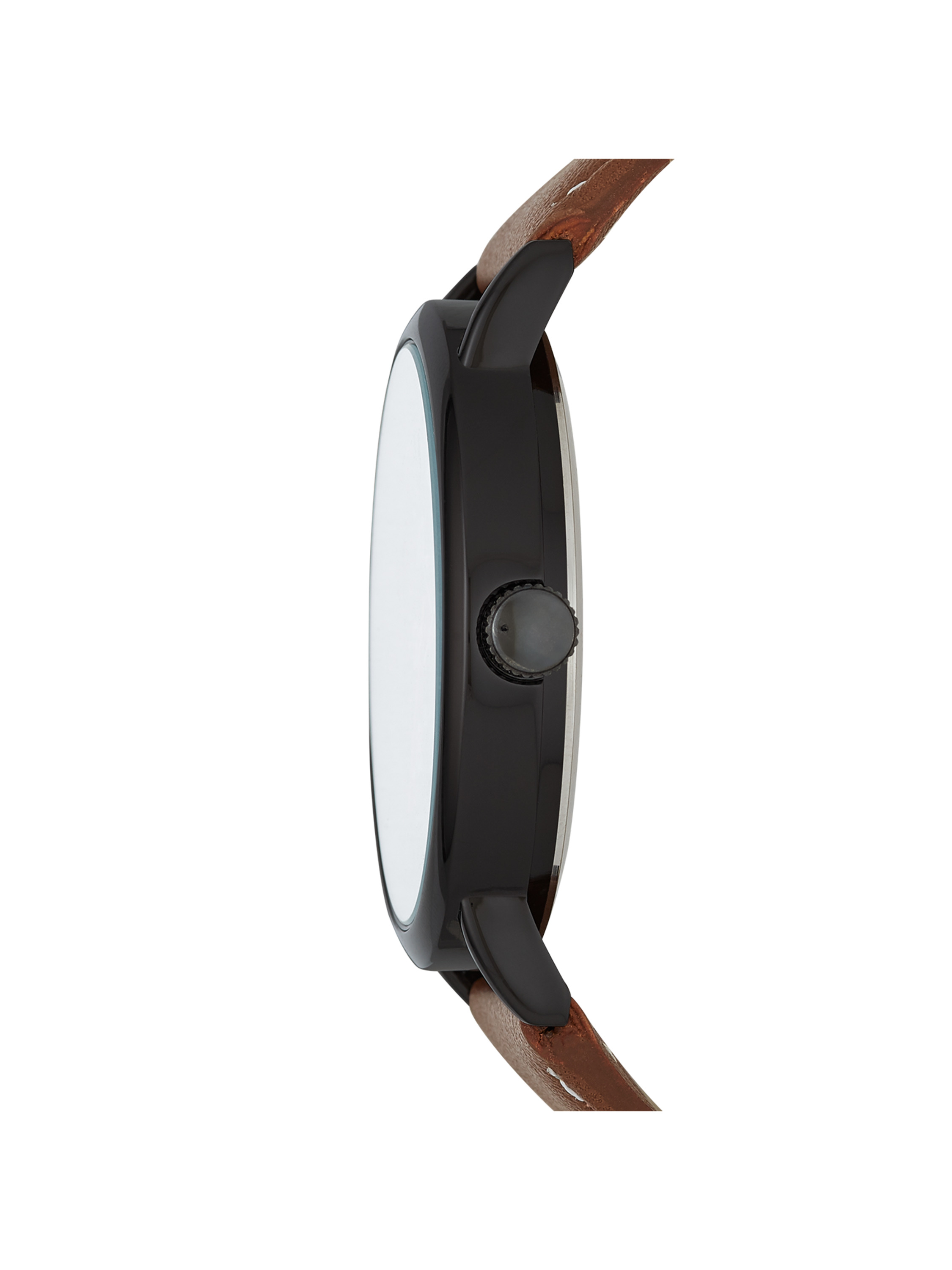 George Men's Watch Gunmetal Case Cognac Leather Band photo 3