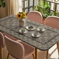 thumbnail image 3 of Grey Boho Table Cloths for 6 Foot Rectangle Tables, Vintage Ethnic Tribe Abstract Art Floral Patio Waterproof Elastic Fitted Tablecloths, Washable Rectangular Table Cover for Camping, 3 of 8