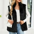 thumbnail image 6 of Uaswgudfs Women's Black Faux Fur Vest, Winter Sleeveless Stand Collar Warm Outerwear, Casual Fashion Layering Jacket - Trendy Style Black L, 6 of 9