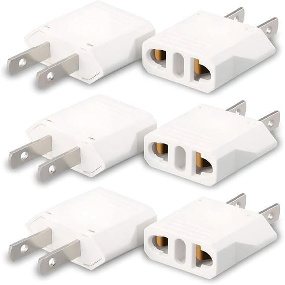 GJX 2026 New 6 Pack European to Us Plug Adapter,Eu to Us Plug Adapter,220V to 110V Adapter Plug for Travel,Europe to American Canada Mexico Power Plug Converter(Type A)