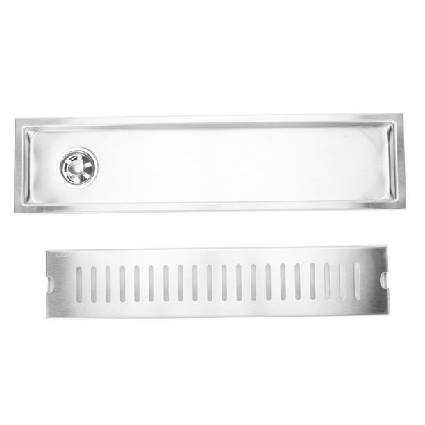 Desagüe de suelo de acero inoxidable de 40cm, desagüe de suelo Rectangular grueso de gran desplazamiento a prueba de olores para drenaje lateral de baño