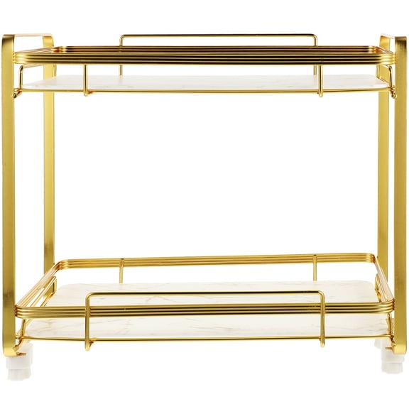 Gymnture 2 Tier Countertop Toiletry Organizer for Bathroom and Bedroom in Golden Metal