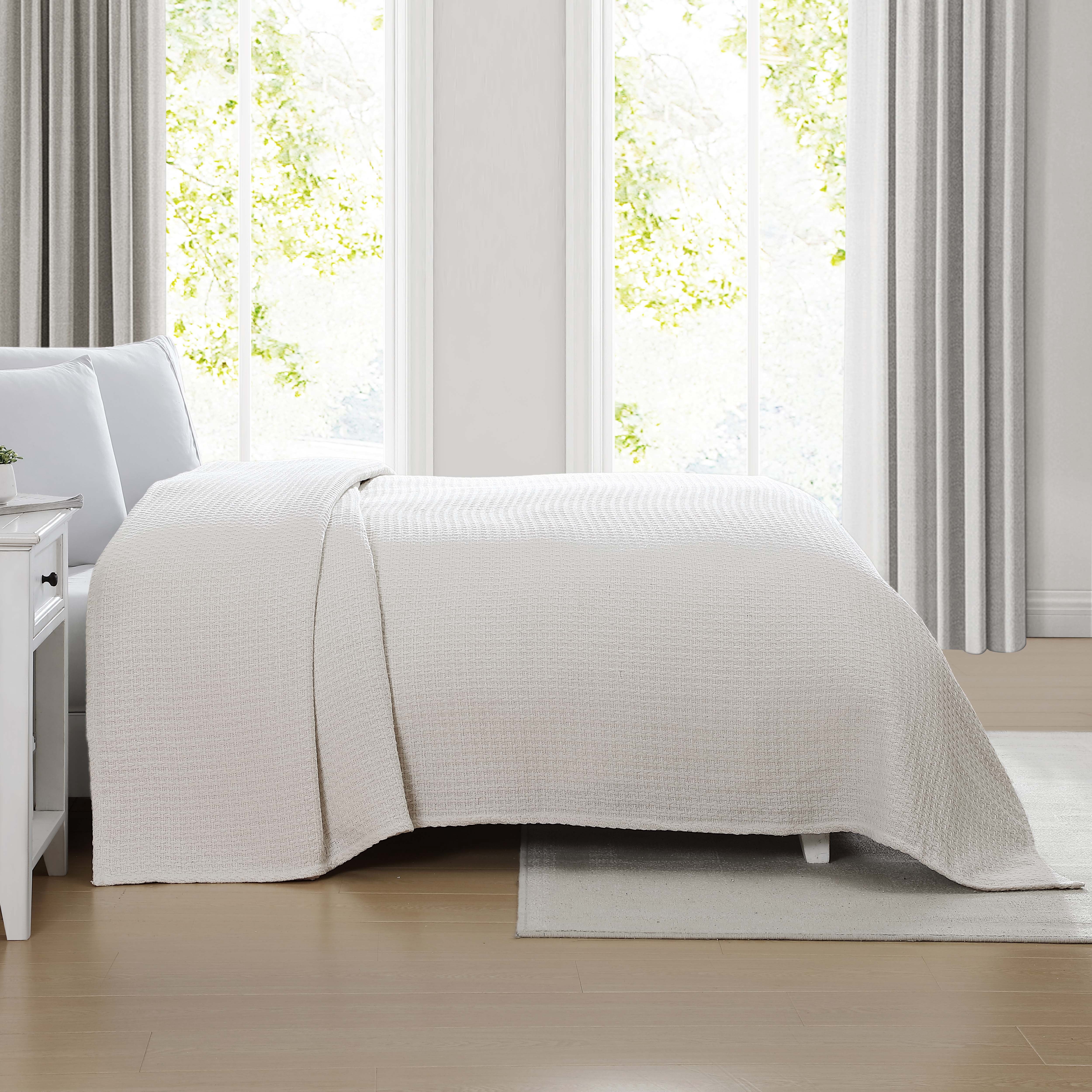 Grand Hotel Woven Cotton Blanket, Twin, Ivory