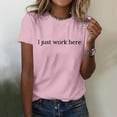 thumbnail image 2 of Wangmeiwg Women s Casual Solid Print Round Neck Short Sleeve Shirt Top Womens T-Shirts Pink M, 2 of 4