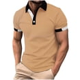 thumbnail image 2 of POTETI Short Sleeve Mens Polo Shirt Collared Casual Shirts Solid Patchwork Loose Tops, 2 of 6