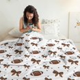 thumbnail image 3 of Football Bow Brown Pattern Soft Sherpa Fleece Throw Blanket, Warm Cozy Plush Blanket for Sofa Bed Couch, All Season, 60"x80", 3 of 5