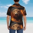 thumbnail image 4 of Balery Cool Fire Lion Camisas hawaianas de manga corta para hombre, camisas playeras de corte holgado, camisas de vacaciones con botones,3X-Large, 4 of 7