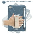 thumbnail image 3 of Shockproof Case Compatible with iPad Mini 5/4/3/2/1 Tablet (7.9 Inch) - Drop Proof Protective Back Cover Case with Kickstand /Rotating Hand Strap /Pencil Holder, Silicone Rugged Kids Case (Dark Blue), 3 of 8