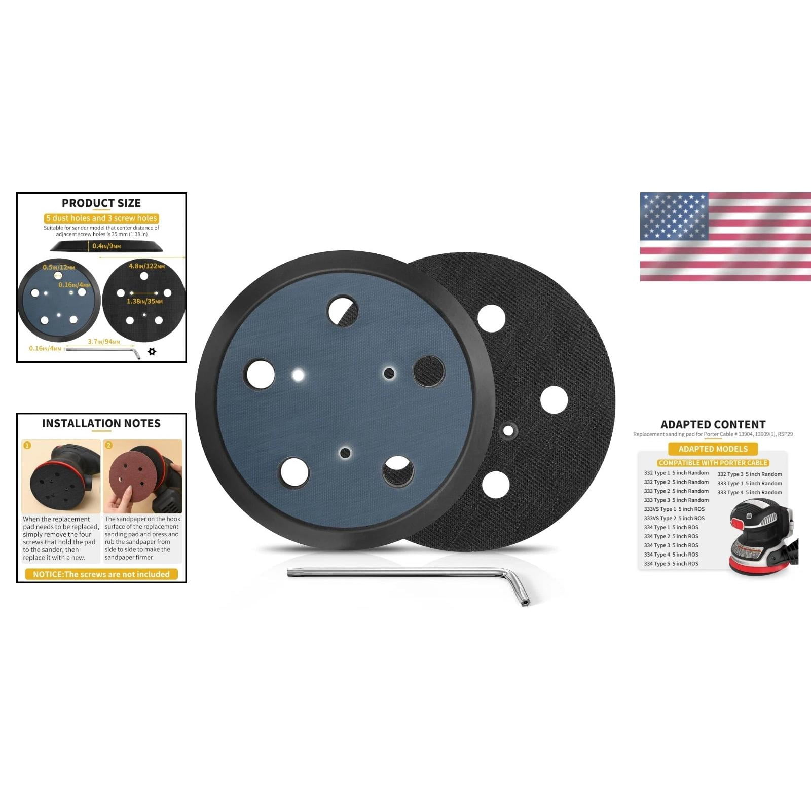 Orbital Sander Replacement Pad 5 Inch 2 Pack for Porter Cable Random Orbit Sa...