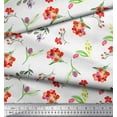 thumbnail image 2 of Soimoi White Cotton Duck Fabric Leaves & Tulip Floral Printed Fabric 1 Yard 56 Inch Wide, 2 of 3