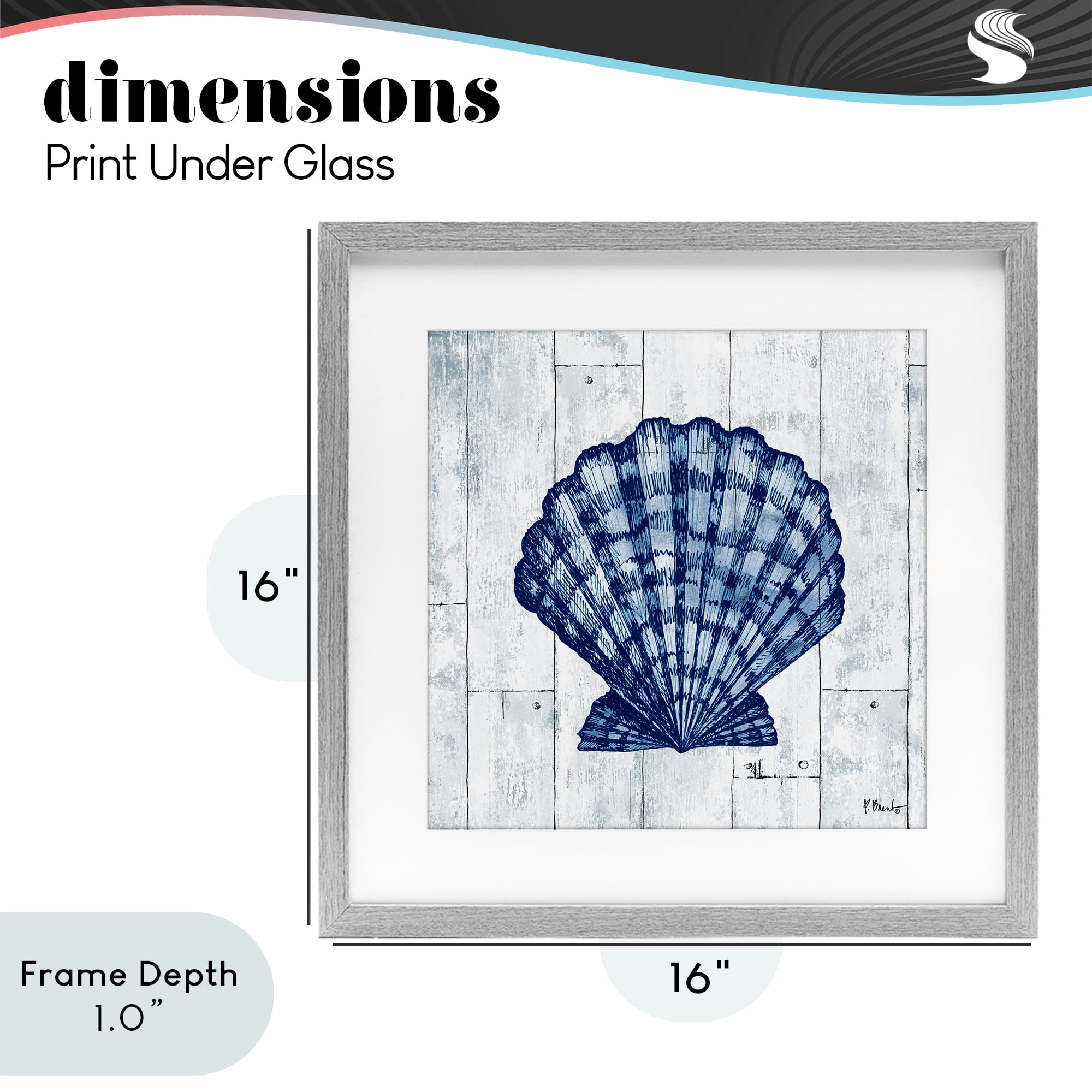 Stupell Industries Coastal Timberland Scallop Gray Framed Print Under Glass, design by Paul Brent
