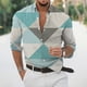 thumbnail image 2 of Camisas Manga Larga Hombre Casual Hombres Solapa suelta Estampado geométrico Manga larga Puños Botón Puerto Estilo Floral Camisa Playa Hawaiianss Verano Top (Sky Blue, S), 2 of 3