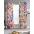 thumbnail image 2 of Purple Pink Floral Sheer Curtains 63 Inch Length 2 Panels Set for Living Room/Bedroom, Spring Farmhouse Country Vintage Flower Kitchen Curtains Grommet Semi-Sheer Curtains Window Treatments 42"x63"x2, 2 of 7