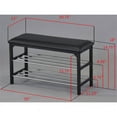 thumbnail image 4 of Pilaster Designs Harney 18" 2-tier Vinyl Shoe Organizer Storage Bench in Black, 4 of 4