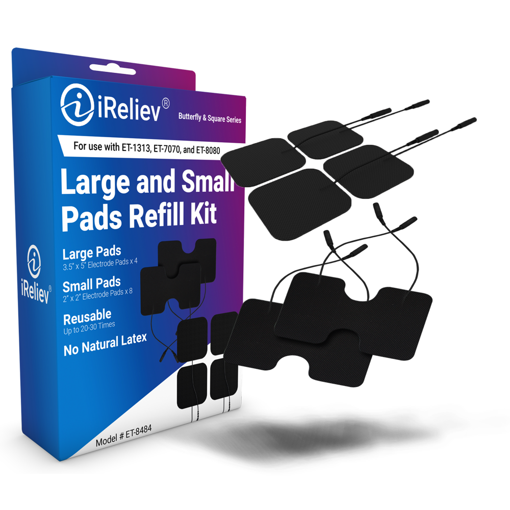 iReliev Wired Large and Small Electrode Pads Refill Kit, 2" x 2" and 3.