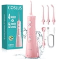 thumbnail image 1 of COSLUS Irrigador bucal portátil recargable con agua, 4 modos y 5 intensidades, ideal para viajes y hogar, color rosa, 1 of 8