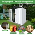 thumbnail image 2 of Aukfa 4' x 6' Outdoor Storage Shed, Waterproof Metal Garden Shed with Doors and Sloped Roof for Patio, Backyard, Lawn, Tool Storage, Bike Shed, White, 2 of 8