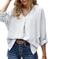 thumbnail image 3 of Blusa de mujer, top elegante, camiseta de verano, camisa de cuello en V, blusa vintage, tops tipo túnica S-2XL, 3 of 5