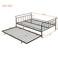 thumbnail image 2 of Full Size Daybed with Pullout Trundle, Metal Daybed Frame Full Size with Curved Handle Design, Heavy Duty Steel Slat Support Sofa Bed for Teens Adults Bedroom Apartment, No Box Spring Needed, Black, 2 of 8