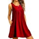 thumbnail image 4 of Vestido De Mujer Chaleco Con Botones Plisados ​​Camiseta Vestido Sin Mangas Con Bolsillo Casual, Rojo Vino, S Noticed AP002060-16, 4 of 6