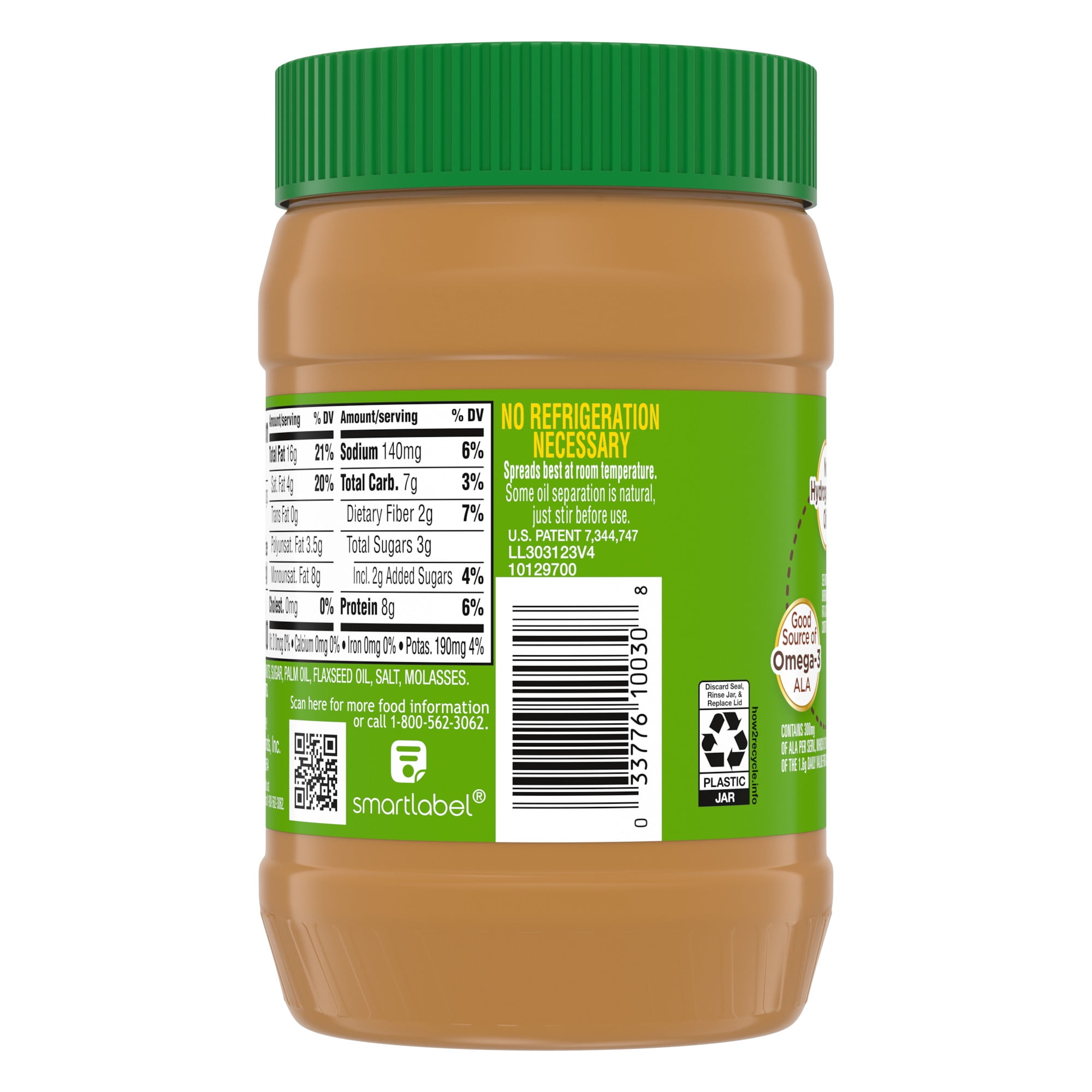 Smart Balance Creamy Peanut and Flaxseed Oil Spread, Peanut Butter Alternative, 16 oz Jar