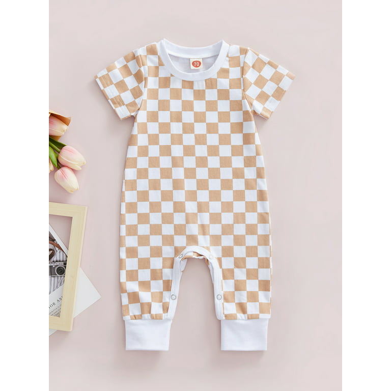 Multitrust Newborn Baby Boys Checkerboard Plaid Print Jumpsuit