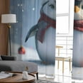 thumbnail image 4 of Christmas Sheer Curtains 84 Inches Long 2 Panels Set, Window Sheer Curtains for Living Room/Bedroom, Winter Snow Cute Xmas Ombre Blue Light Filtering Rod Pocket Curtain 52'' x 84'' x 2, 4 of 7