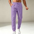 thumbnail image 4 of Mens Sweatpants Loose Fit Joggers Tapered Leg Lounge Pants Drawstring Waist Cotton Sweat Pants with Pockets Purple M, 4 of 5