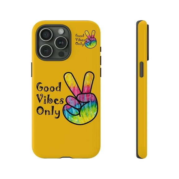 Good Vibes Only Yellow Tough iPhone 15 Case-iPhone 14-iPhone Case-iPhone