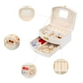 thumbnail image 4 of Unique Bargains 2 Layer Jewelry Box with Mirror PU Leather Removable Jewelry Tray White, 4 of 8