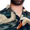 thumbnail image 5 of Swan Men's Short Sleeve Hawaiian Shirt, Poplin Casual Printed Button Down, Summer Beach Unisex Shirts, 5 of 6