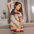 thumbnail image 3 of Disketp Balle de Baseball avec Drapeau pour Femmes Chemise de Nuit à Manches Courtes Col Rond Mignonne Chemise de Nuit Confortable, 3 of 6