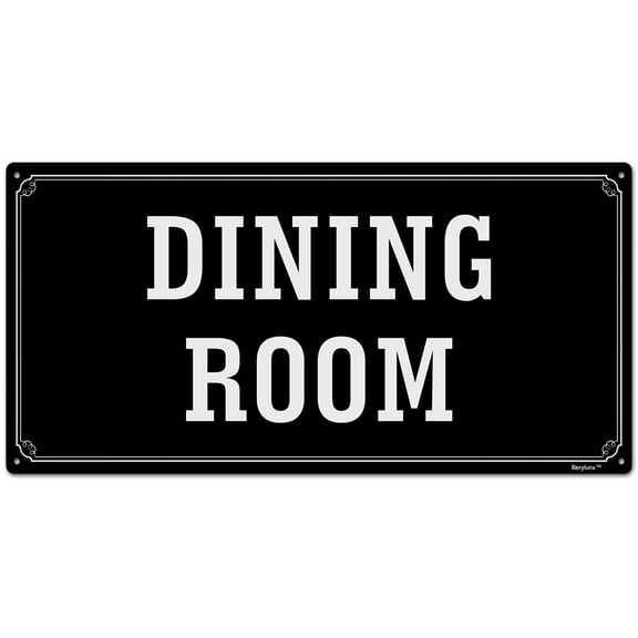 BTFSigns 6 x 12 inch Dining Room in Rust-Free Aluminum, Metal Signs for Door, Black and White, Rounded Corners, Durable, Long Lasting