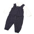 thumbnail image 3 of Newborn Gentleman Suit Breathable Comfortabe Cute Bow Eye Catching Striped Pattern Boy Formal Clothes Set for Party, 3 of 12