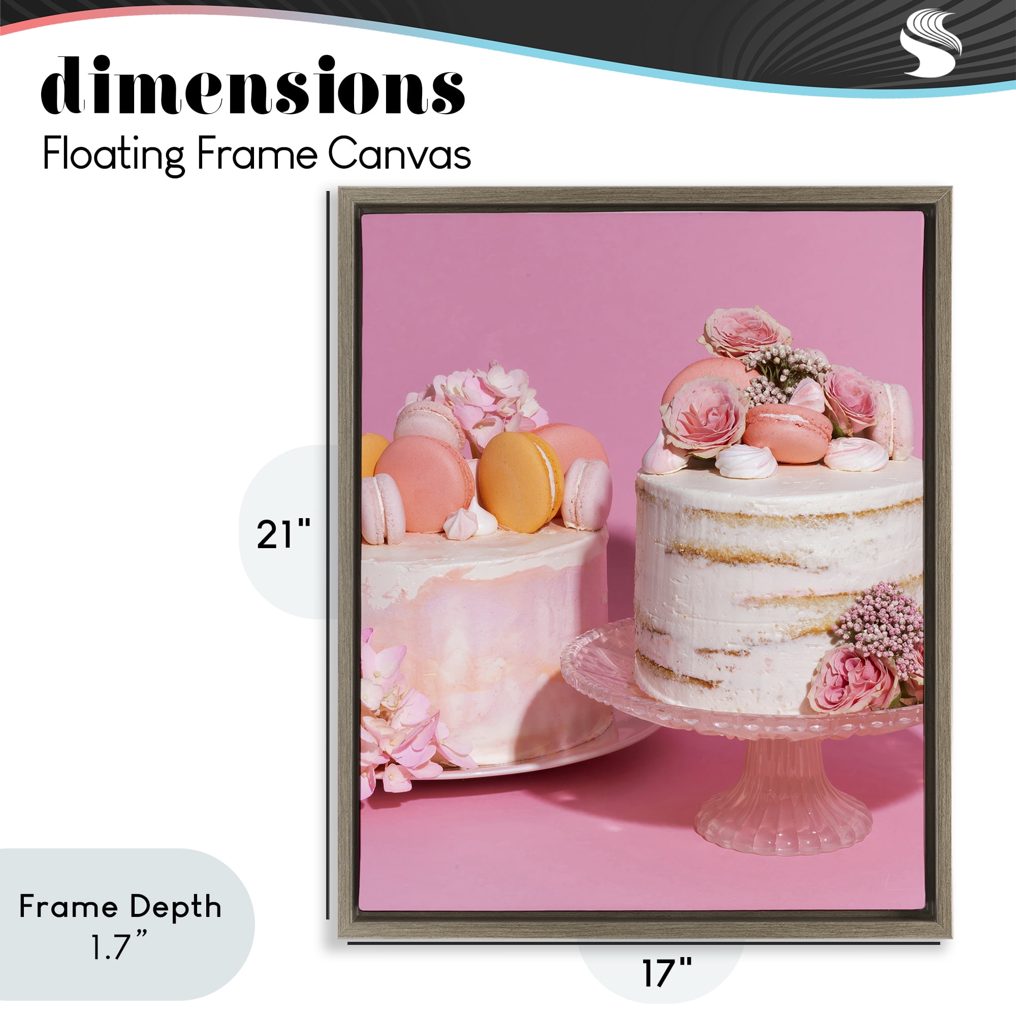 Stupell Industries Pink Pastel Macaroon Cakes Brown Framed Floater Canvas Wall Art, design by LISH Creative