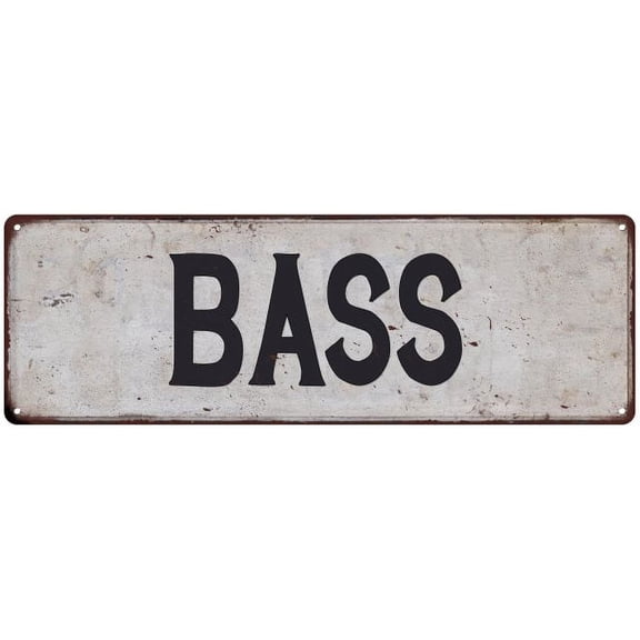 BASS Vintage Look Gift Rustic Chic Metal Sign 6x18 206180036094