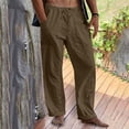 thumbnail image 2 of Pantalones Casuales de Color Sólido de Verano de Moda Mezcla de Lino de Poliéster para Hombres, 2 of 9