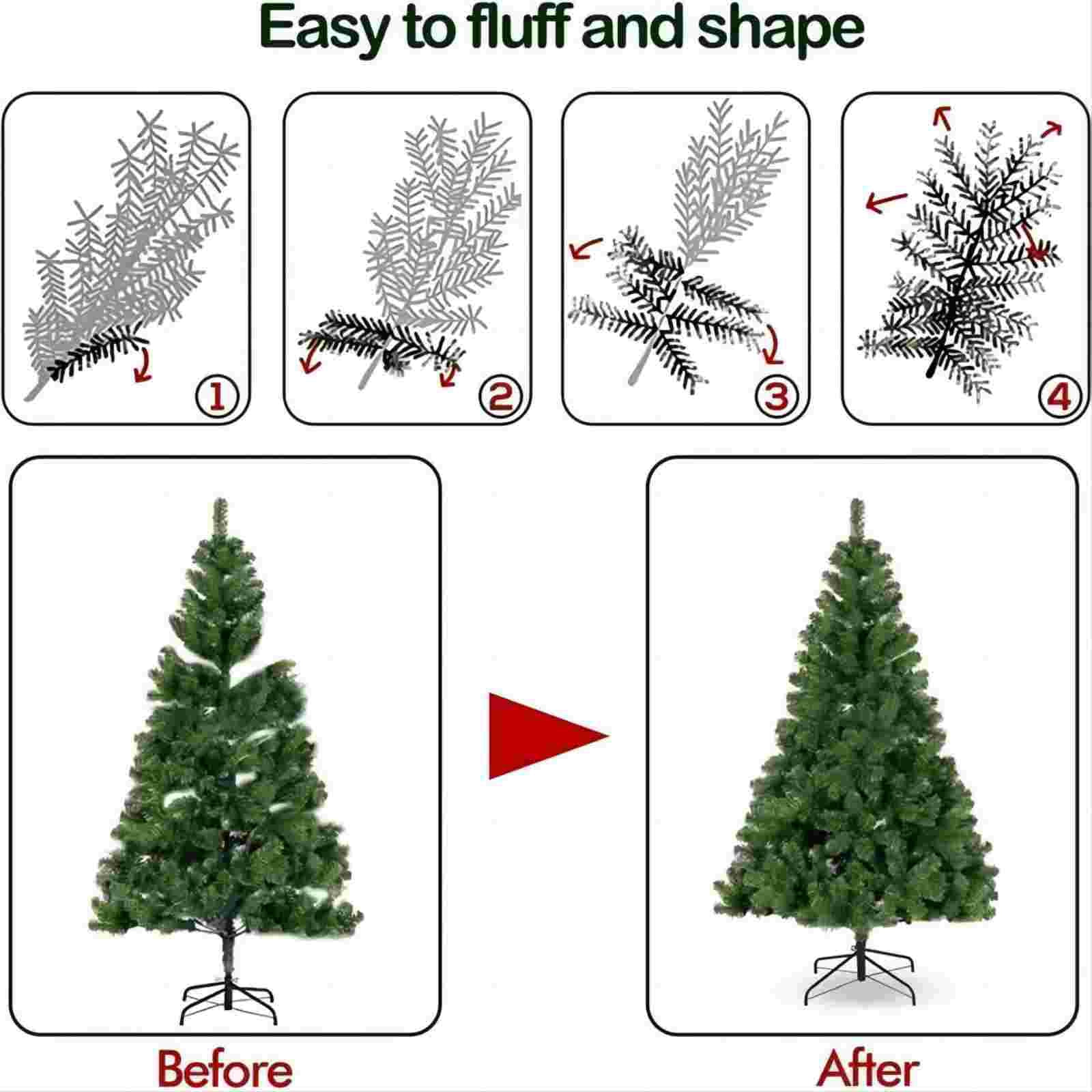 Fenbeli 6ft Unlit Artificial Christmas Tree with Metal Stand, Green